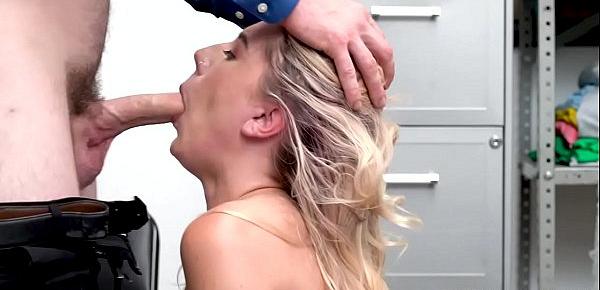  Blonde female Paisley Bennet gets her yummy pussy pounded and takes the LP Officers cum